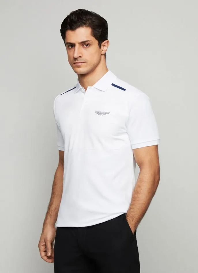 Men Polo Shirts Hackett London Aston Martin Slim Fit Polo White