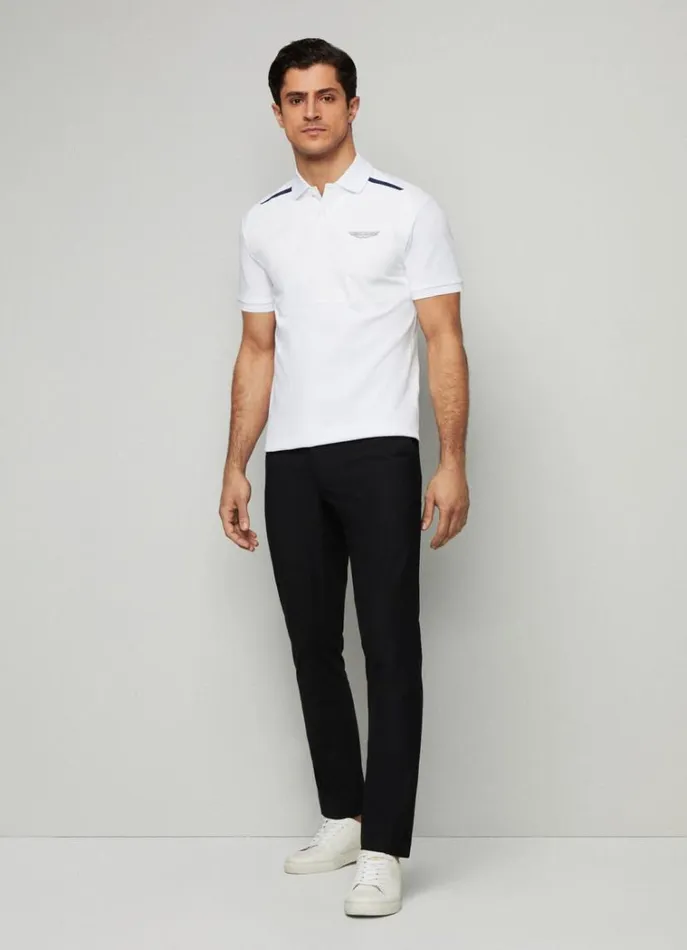 Men Polo Shirts Hackett London Aston Martin Slim Fit Polo White