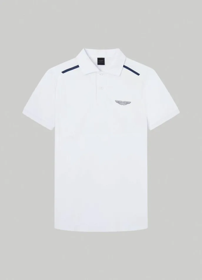 Men Polo Shirts Hackett London Aston Martin Slim Fit Polo White