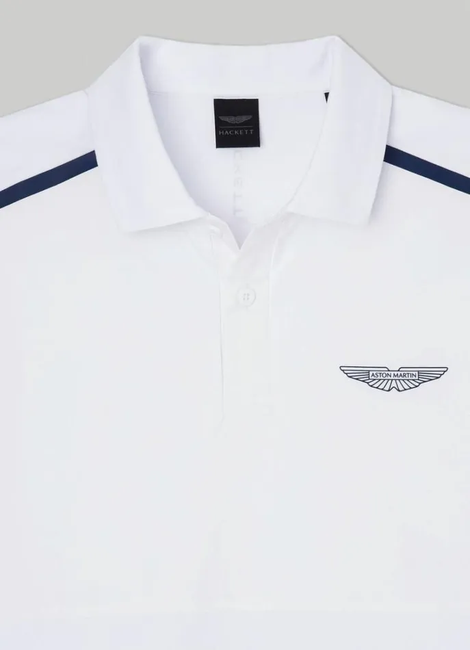 Men Polo Shirts Hackett London Aston Martin Slim Fit Polo White