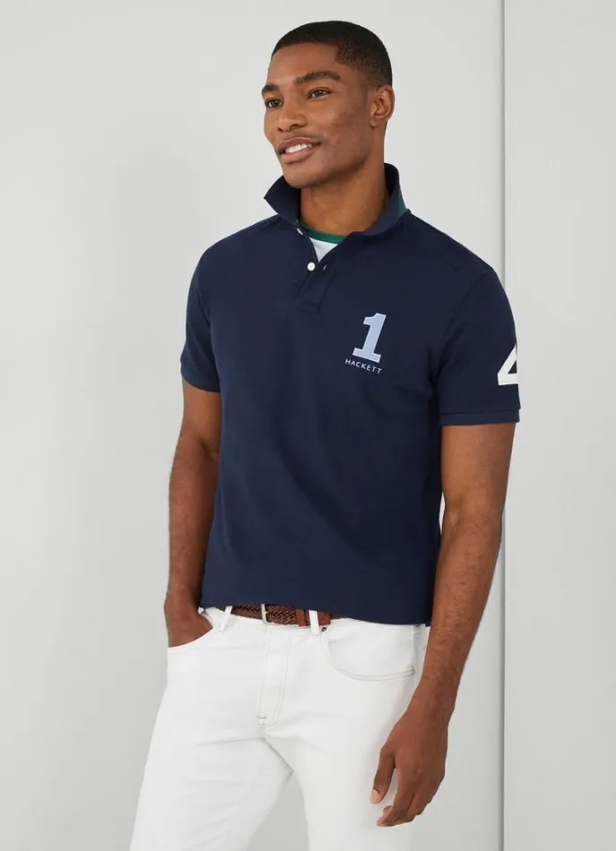 Men Polo Shirts Hackett London Classic Fit Heritage Piqu Polo Navy