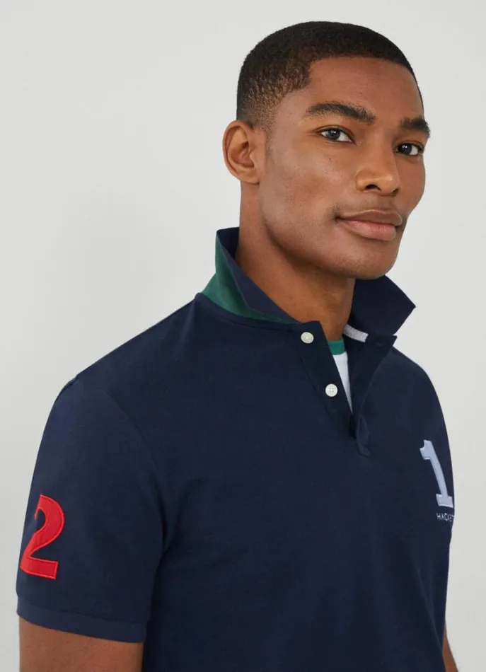 Men Polo Shirts Hackett London Classic Fit Heritage Piqu Polo Navy