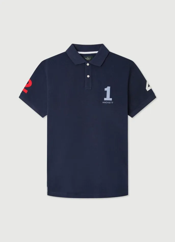 Men Polo Shirts Hackett London Classic Fit Heritage Piqu Polo Navy