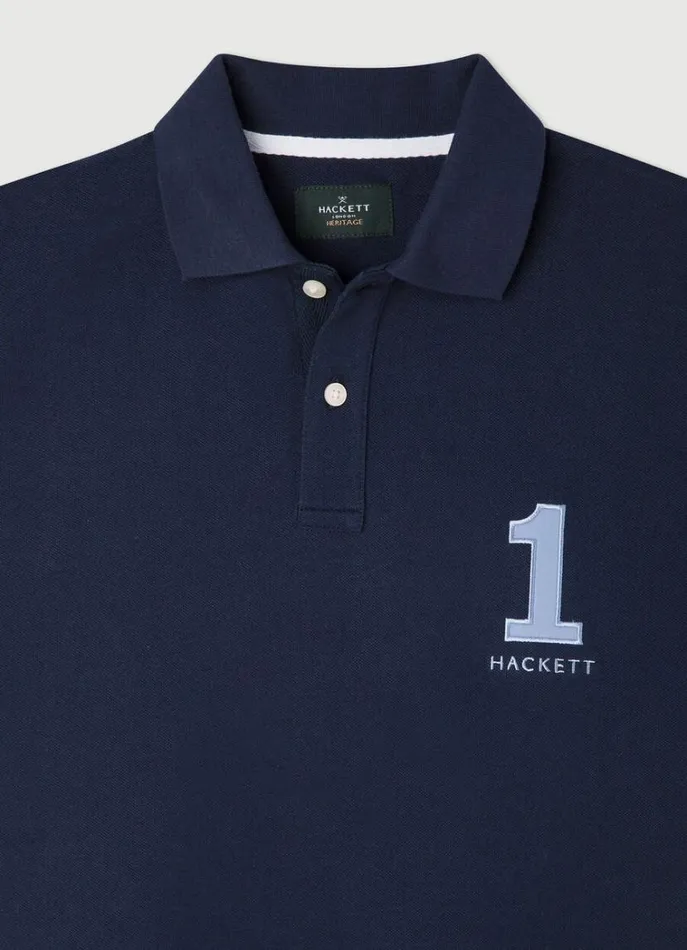 Men Polo Shirts Hackett London Classic Fit Heritage Piqu Polo Navy