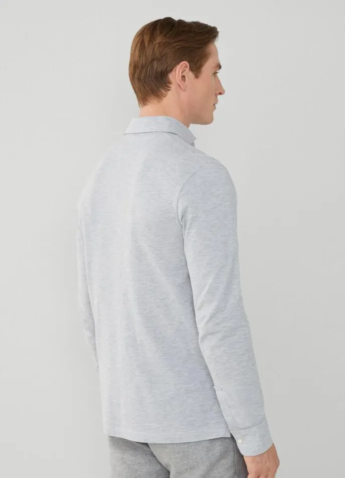 Men Polo Shirts Hackett London Classic Fit Long Sleeve Polo Shirt Cement