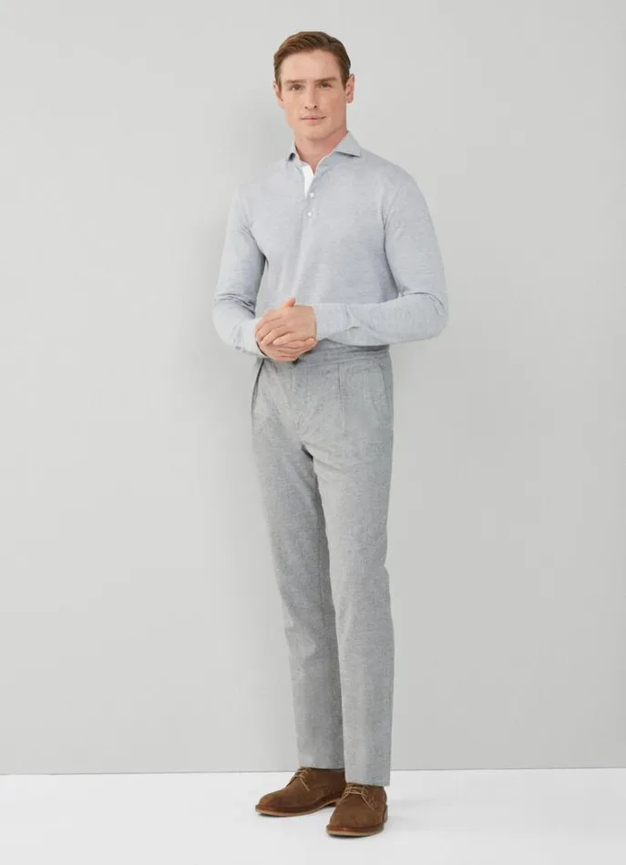 Men Polo Shirts Hackett London Classic Fit Long Sleeve Polo Shirt Cement