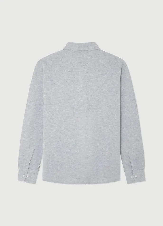 Men Polo Shirts Hackett London Classic Fit Long Sleeve Polo Shirt Cement