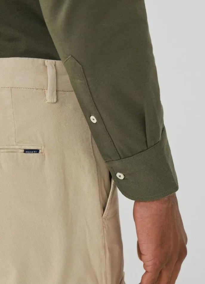 Men Polo Shirts Hackett London Classic Fit Long Sleeve Polo Shirt Khaki
