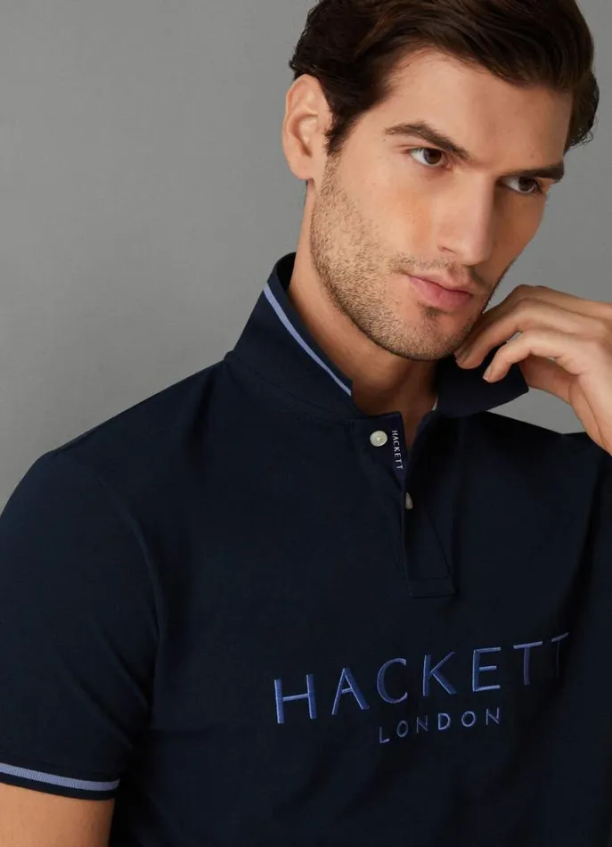 Men Polo Shirts Hackett London Classic Fit Piqu Heritage Polo Navy