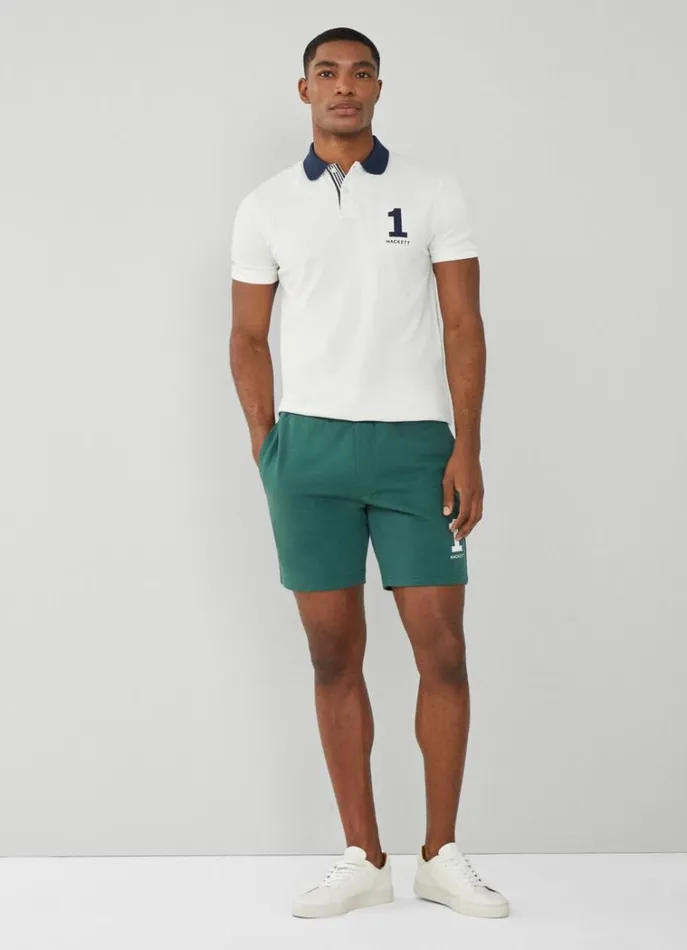 Men Polo Shirts Hackett London Classic Fit Piqu Heritage Polo White