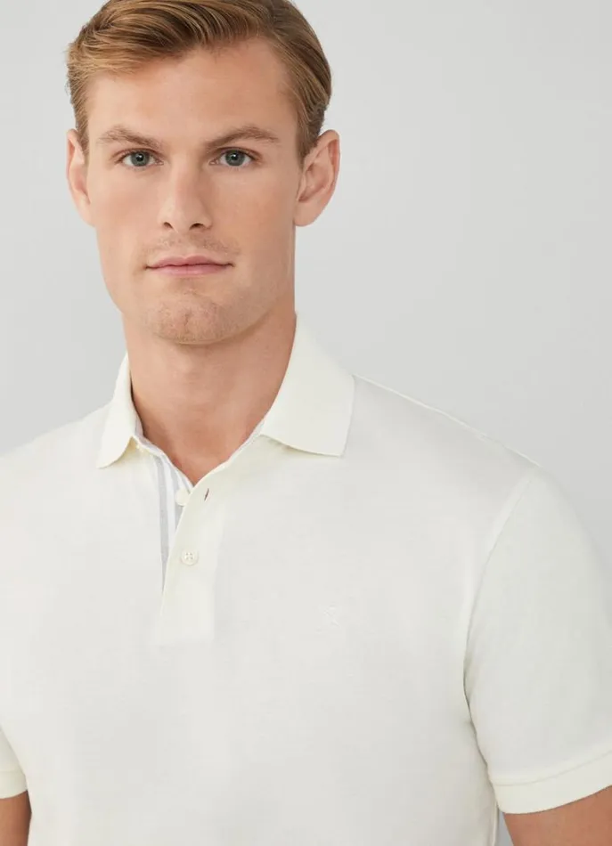 Men Polo Shirts Hackett London Classic Fit Polo Canvas White