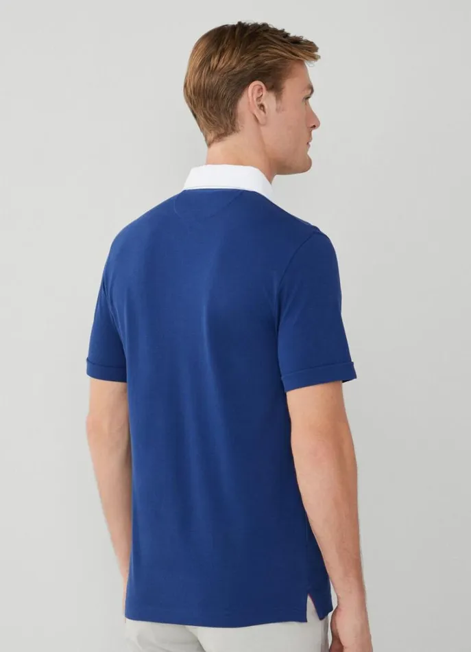 Men Polo Shirts Hackett London Slim Fit Polo Shirt With Contrast Collar Blue Print