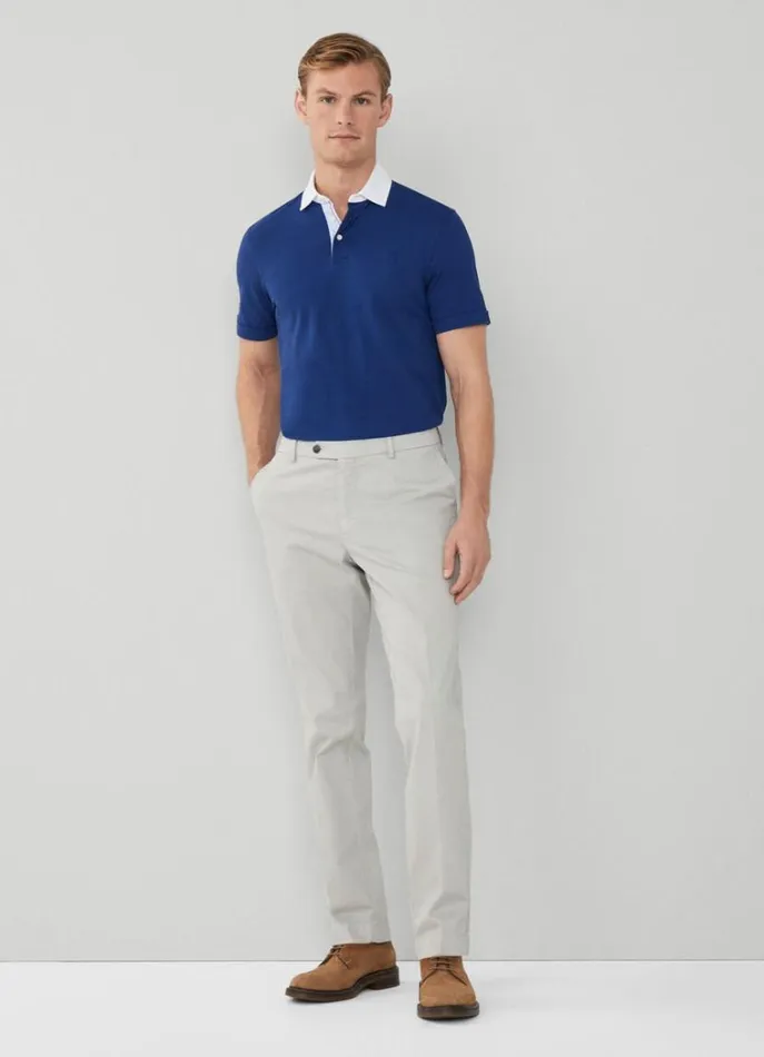 Men Polo Shirts Hackett London Slim Fit Polo Shirt With Contrast Collar Blue Print