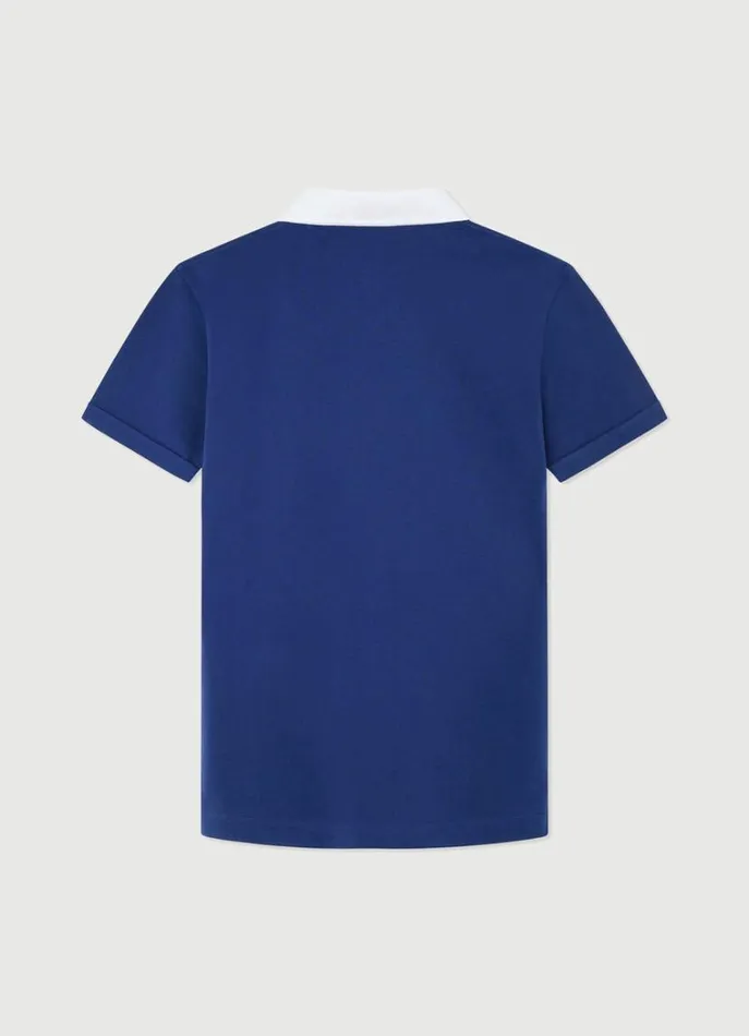 Men Polo Shirts Hackett London Slim Fit Polo Shirt With Contrast Collar Blue Print