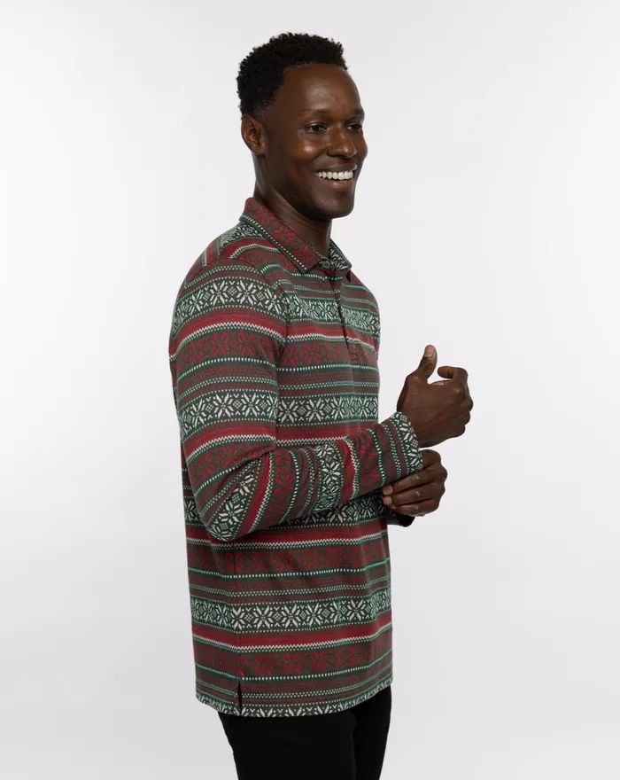 Men Polos TravisMathew PURE GOLD LONG SLEEVE POLO Pineneedlesamba