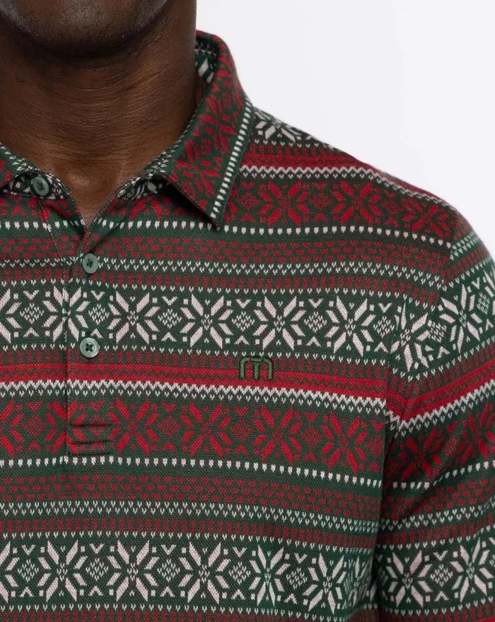 Men Polos TravisMathew PURE GOLD LONG SLEEVE POLO Pineneedlesamba