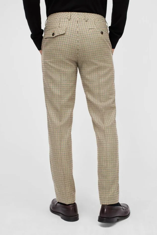 Men Premium Wool Trousers Khaki Check Bonobos Dress Pants