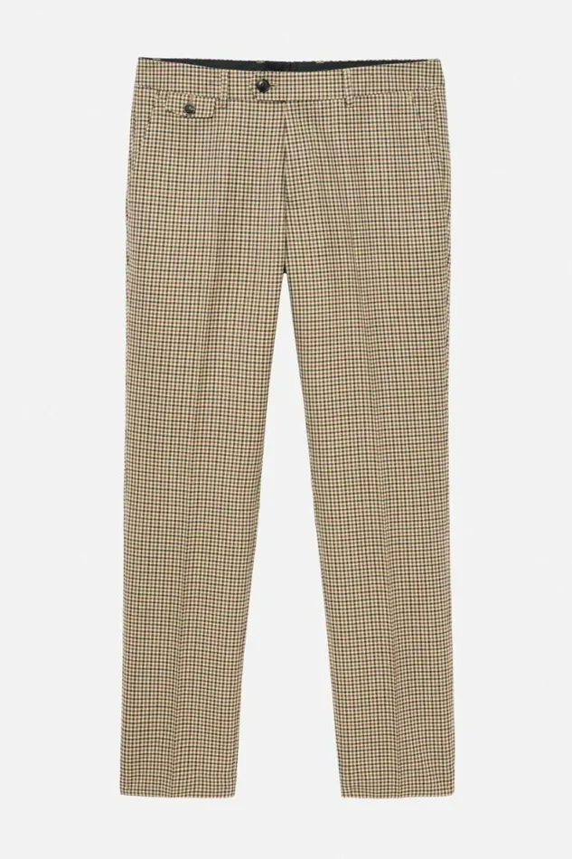 Men Premium Wool Trousers Khaki Check Bonobos Dress Pants