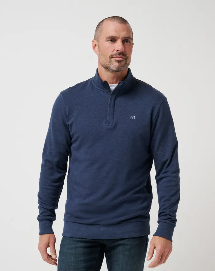 Men Quarter Zips TravisMathew CLOUD QUARTER ZIP 20 Heather Blue