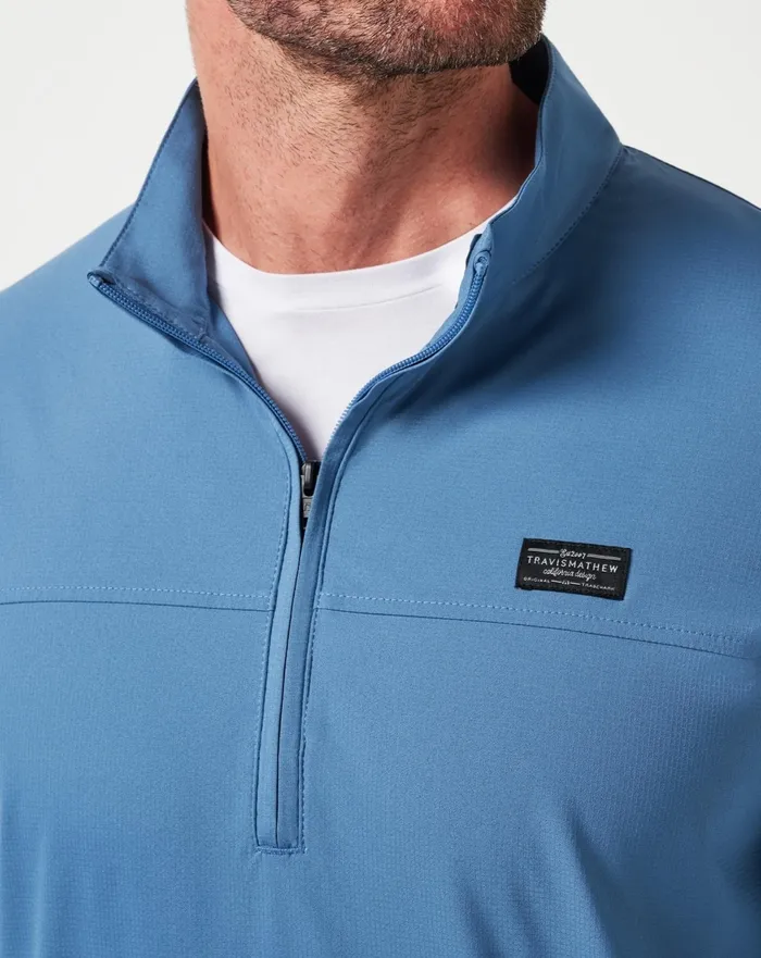 Men Quarter Zips TravisMathew WANDERLUST QUARTER ZIP Copen Blue