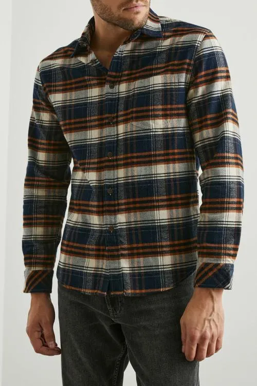 Men Rails Shirts Forrest Shirt Oat Umber Steel