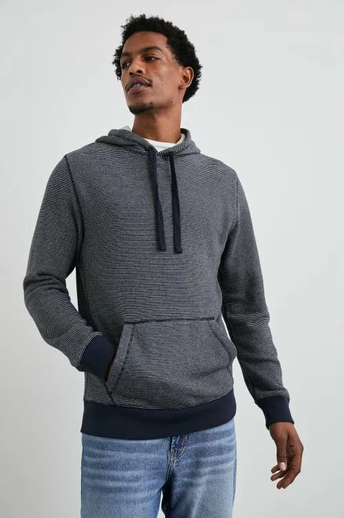 Men Rails Sweatshirts and Hoodies Calvin Hoodie Navy Cream Stripe
