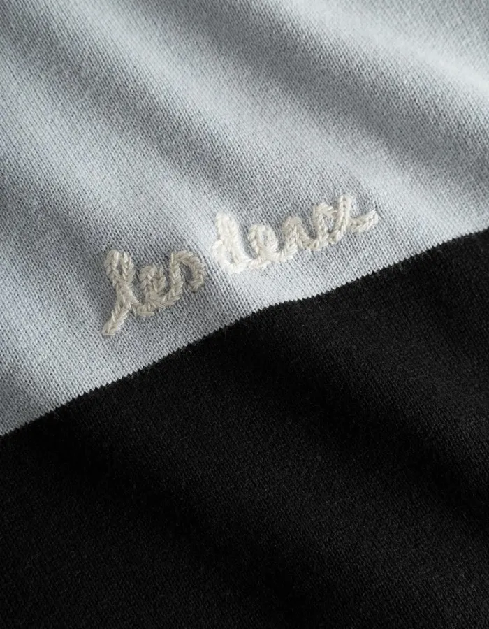 Men Raul Knitted Polo 8211 Pearl BlueIvory Les Deux Knitwear