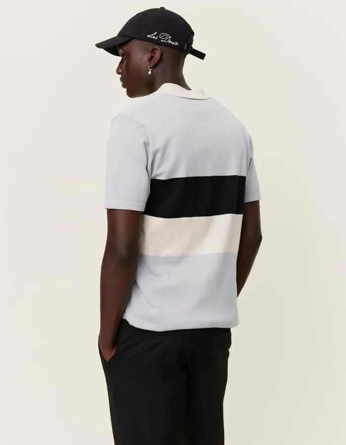 Men Raul Knitted Polo 8211 Pearl BlueIvory Les Deux Knitwear