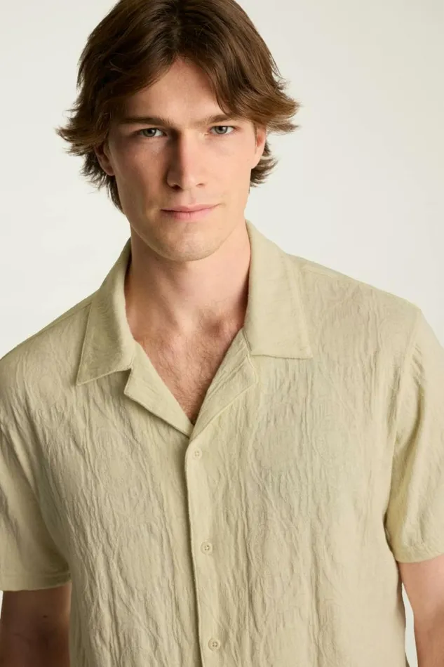 Men Resort Jacquard Cabana Shirt Light Beige Bonobos Casual Shirts