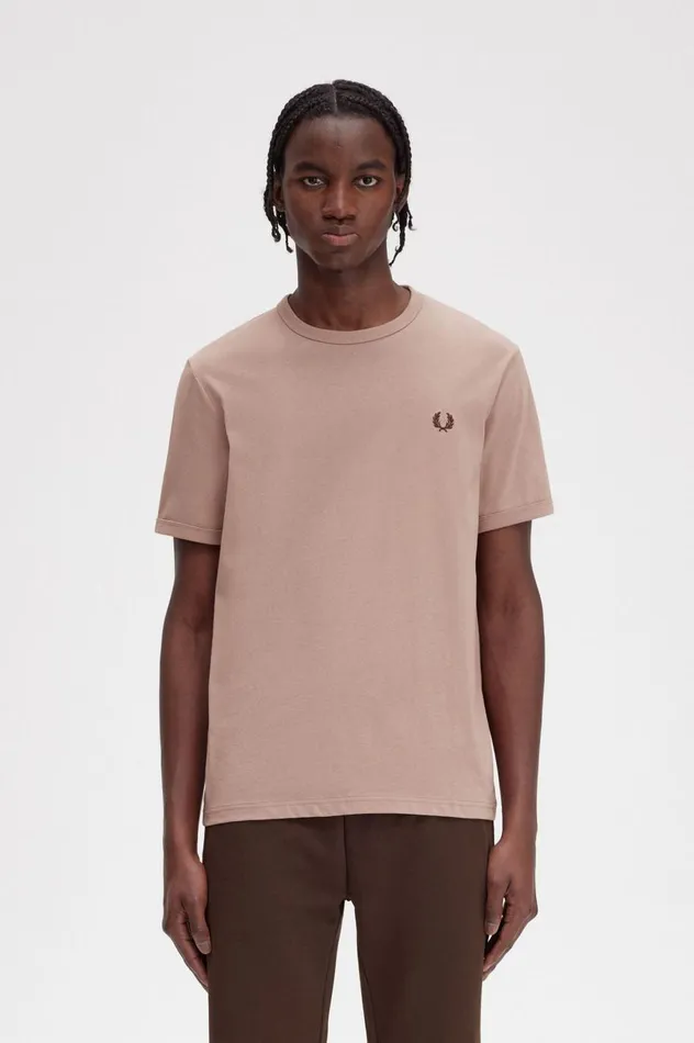 Men Ringer TShirt Dark Pink Fred Perry TShirts