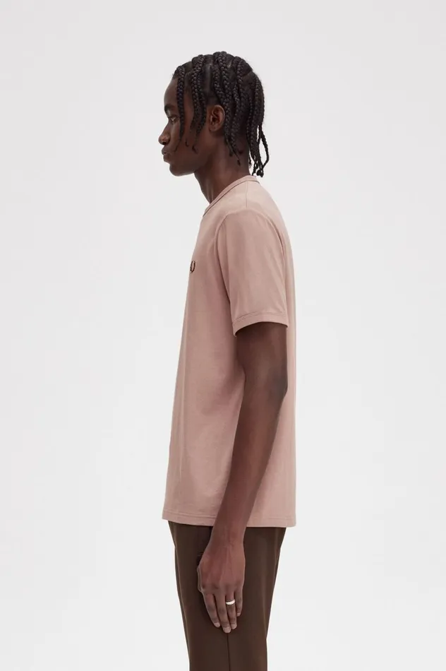 Men Ringer TShirt Dark Pink Fred Perry TShirts