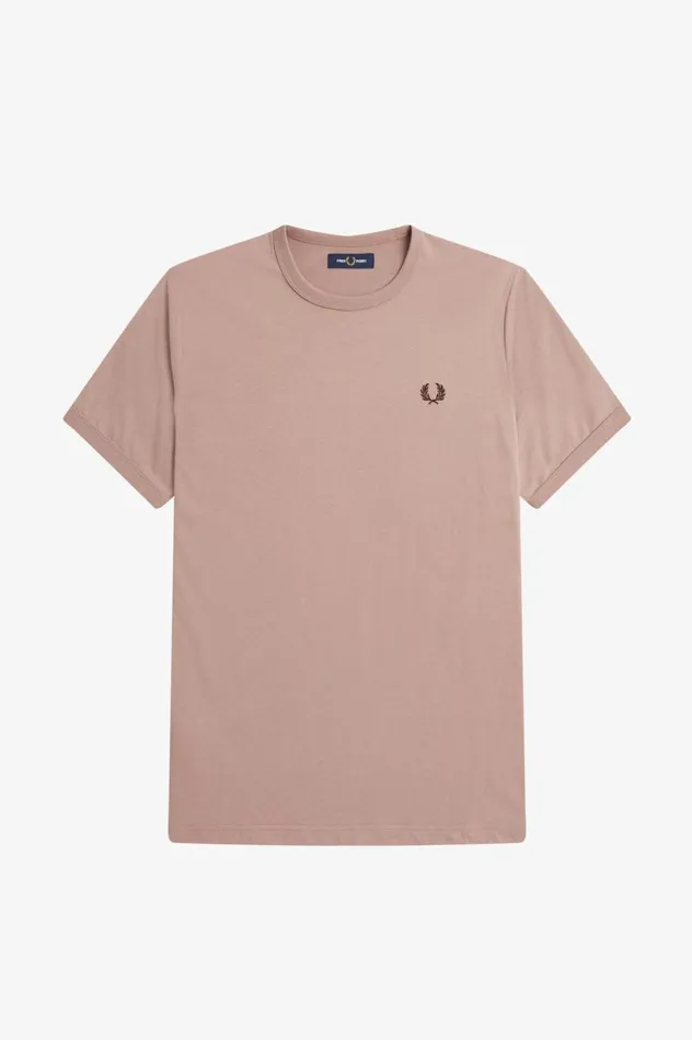 Men Ringer TShirt Dark Pink Fred Perry TShirts