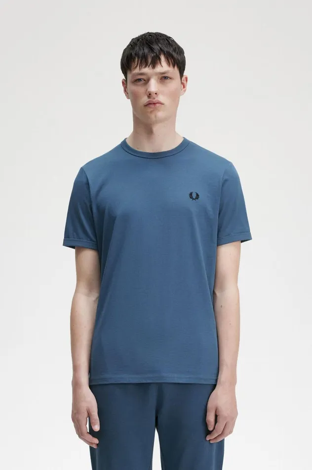 Men Ringer TShirt Midnight Blue Fred Perry TShirts