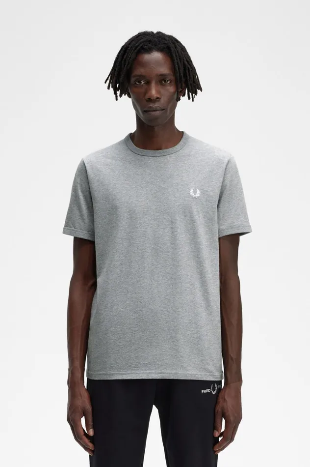 Men Ringer TShirt Steel Marl Fred Perry TShirts