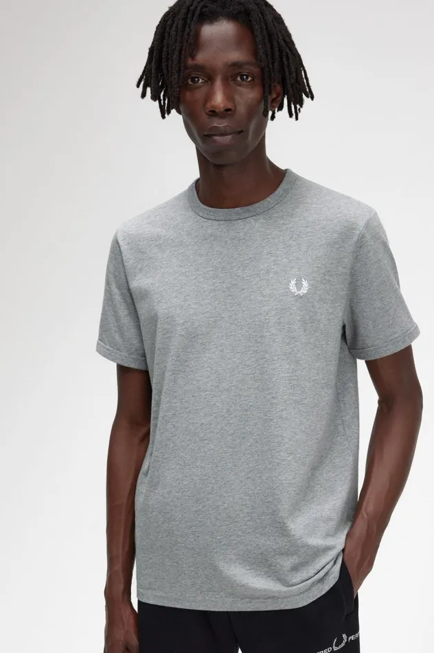 Men Ringer TShirt Steel Marl Fred Perry TShirts