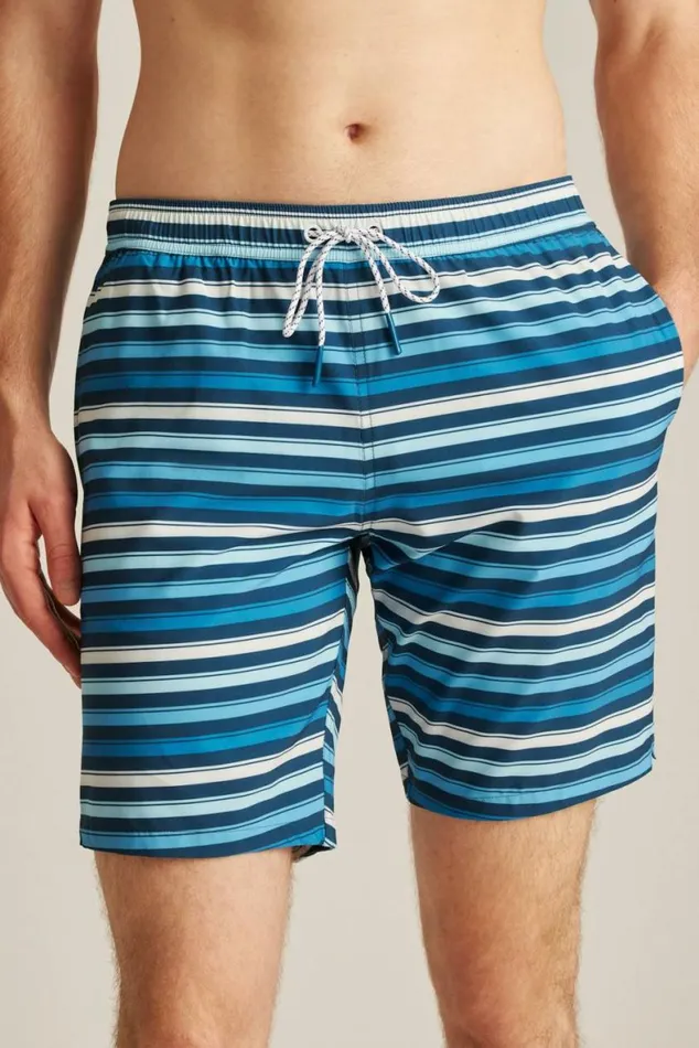 Men Riviera Recycled Swim Trunks Blue Vargas Stripe Bonobos Swim Trunks