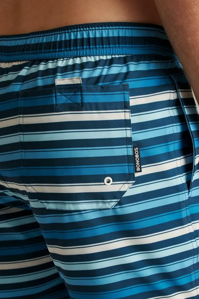 Men Riviera Recycled Swim Trunks Blue Vargas Stripe Bonobos Swim Trunks