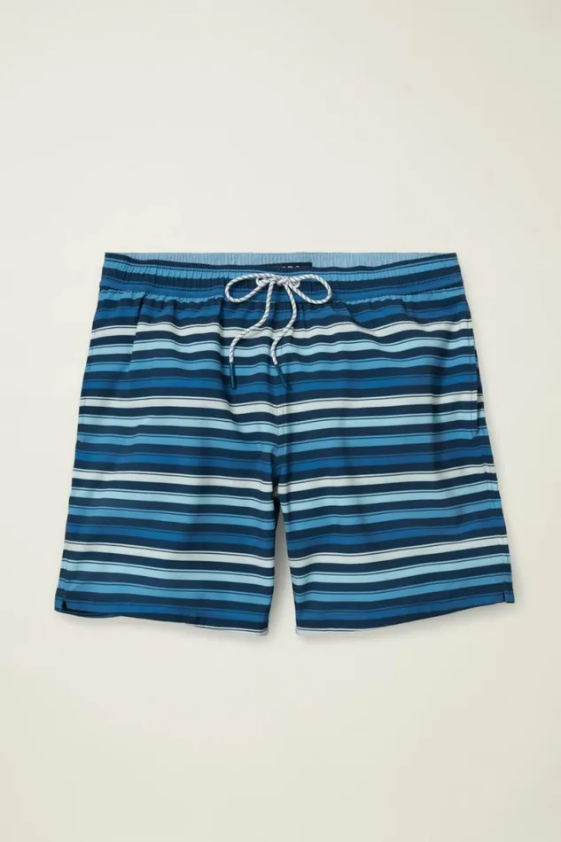 Men Riviera Recycled Swim Trunks Blue Vargas Stripe Bonobos Swim Trunks