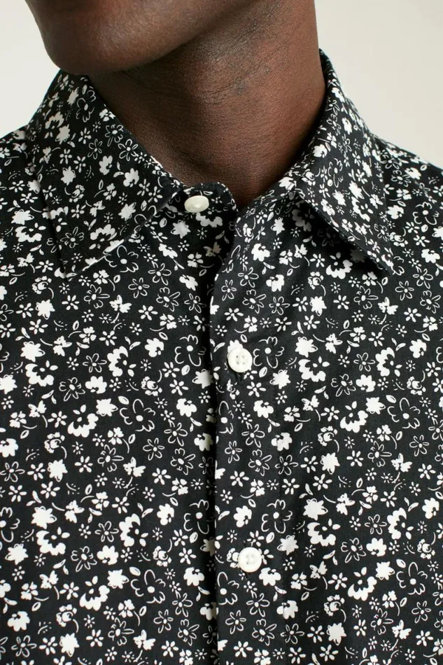 Men Riviera Short Sleeve Shirt Black Weekend Floral Bonobos Short Sleeve Shirts