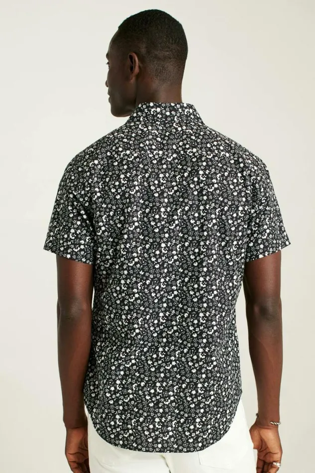 Men Riviera Short Sleeve Shirt Black Weekend Floral Bonobos Short Sleeve Shirts