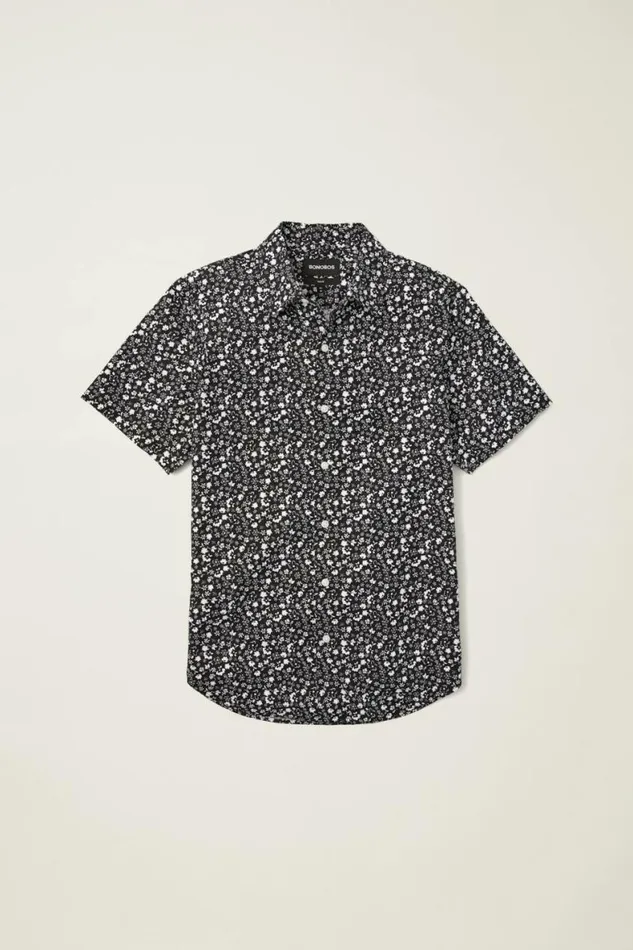 Men Riviera Short Sleeve Shirt Black Weekend Floral Bonobos Short Sleeve Shirts