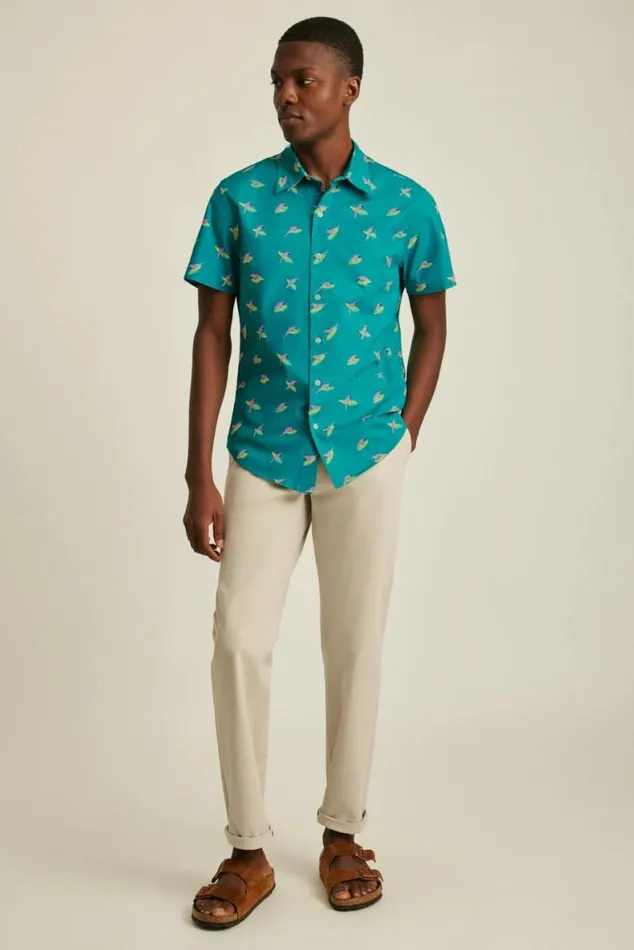 Men Riviera Short Sleeve Shirt Blue And Pink Surfing Parakeets Bonobos Short Sleeve Shirts Men Riviera Short Sleeve Shirt Blue And Pink Surfing Parakeets Bonobos Short Sleeve Shirts