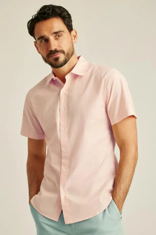 Men Riviera Short Sleeve Shirt Cantaloupe End On End Bonobos Short Sleeve Shirts