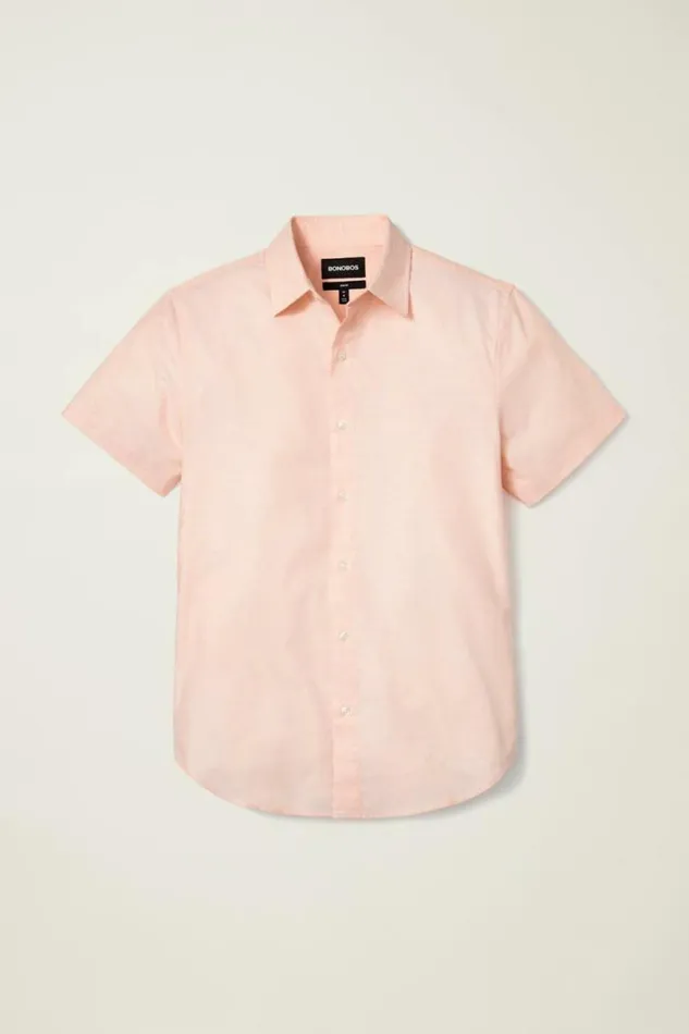 Men Riviera Short Sleeve Shirt Cantaloupe End On End Bonobos Short Sleeve Shirts
