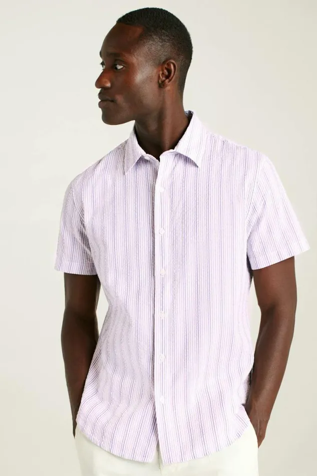 Men Riviera Short Sleeve Shirt Lavender Stripe Bonobos Short Sleeve Shirts