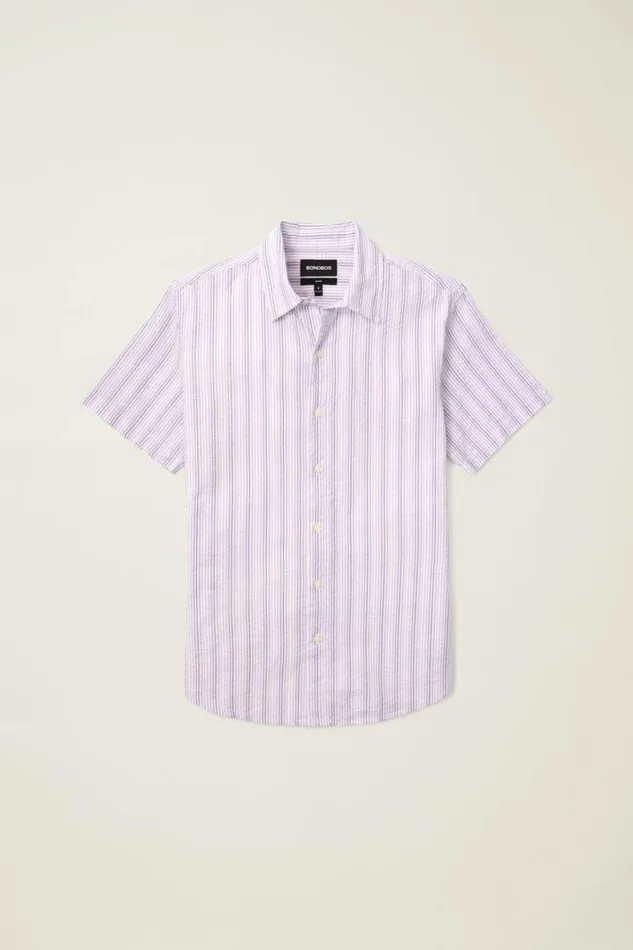 Men Riviera Short Sleeve Shirt Lavender Stripe Bonobos Short Sleeve Shirts