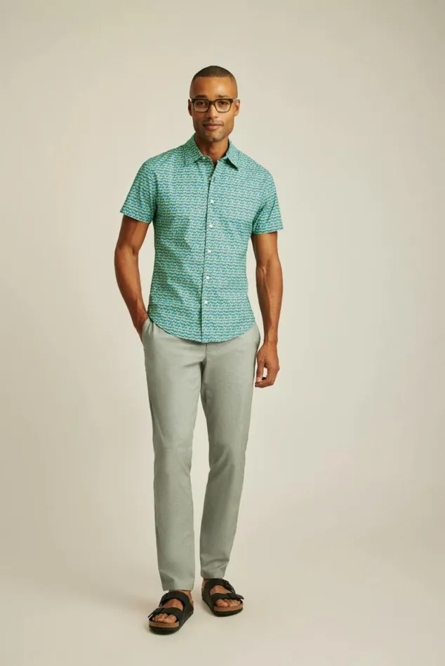 Men Riviera Short Sleeve Shirt Navy Coral Fields Bonobos Short Sleeve Shirts
