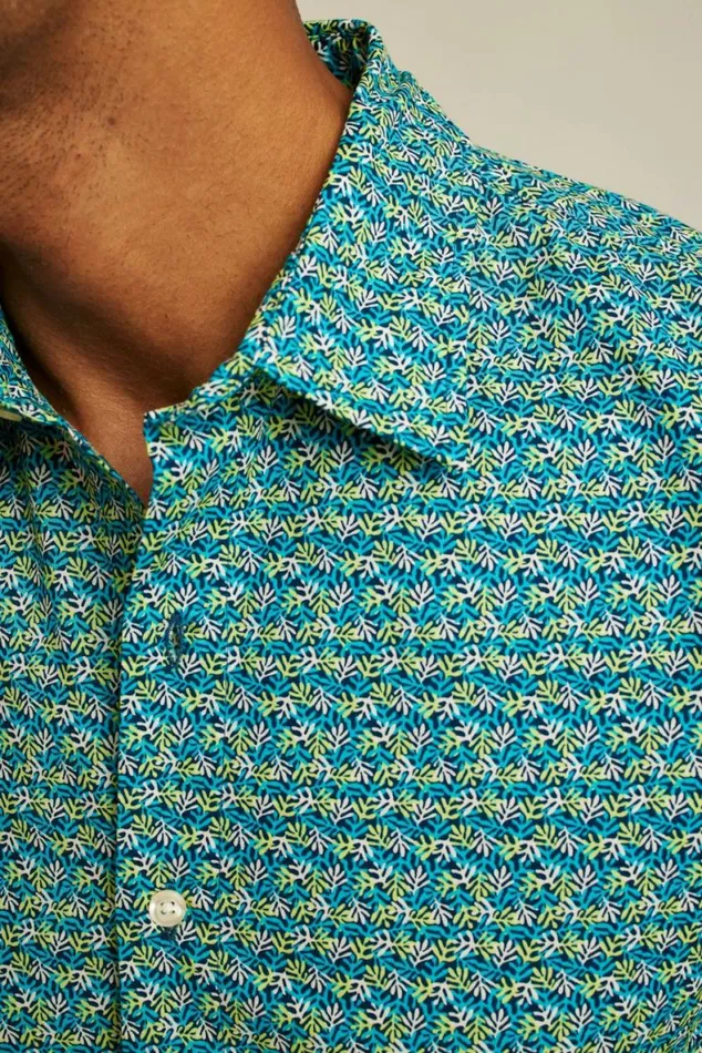 Men Riviera Short Sleeve Shirt Navy Coral Fields Bonobos Short Sleeve Shirts