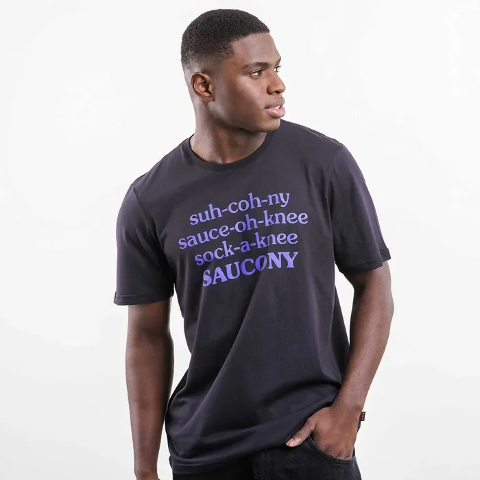 Men Saucony Men8217s Frank Cooke X Saucony Rested TShirt Black Tops