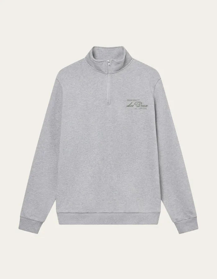 Men Scandinavian HalfZip Sweatshirt 8211 Light Grey MelangeChive Green Les Deux HoodiesSweatshirts Men Scandinavian HalfZip Sweatshirt 8211 Light Grey MelangeChive Green Les Deux HoodiesSweatshirts